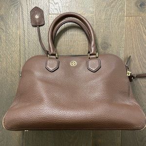 Tory Burch Robinson pebbled leather 3 zip satchel